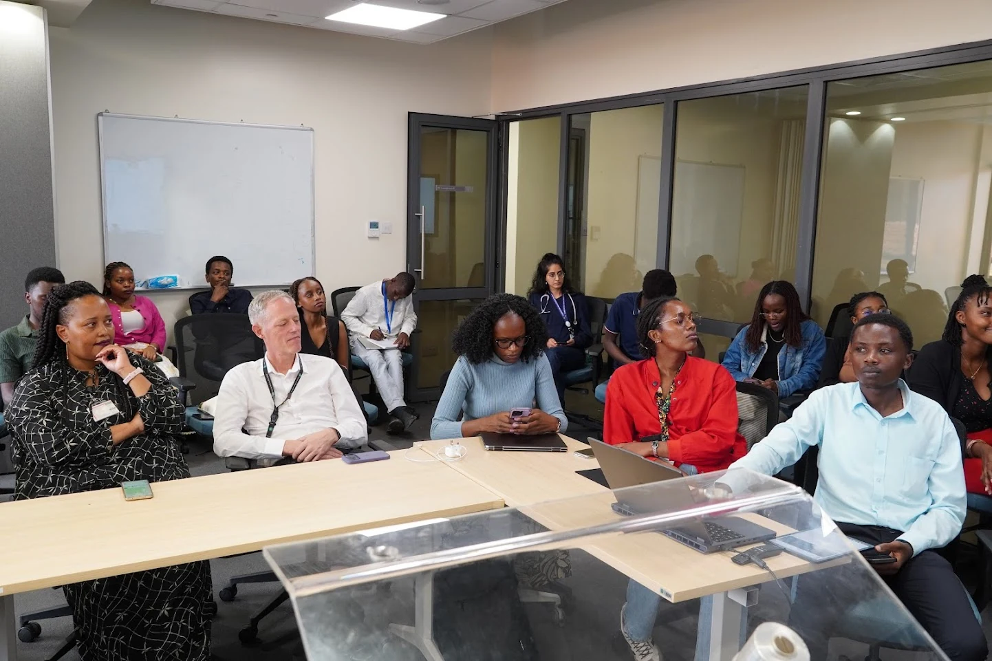 Cohort discussion in the boardroom