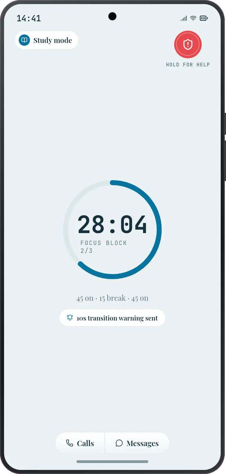 Sawa calm-mode phone launcher prototype